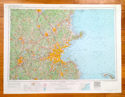 Antique Boston, Massachusetts 1956 US Geological Survey Topographic Map – Cambridge, Newton, Cape Cod, Brookline, Quincy, Revere, Salem, MA