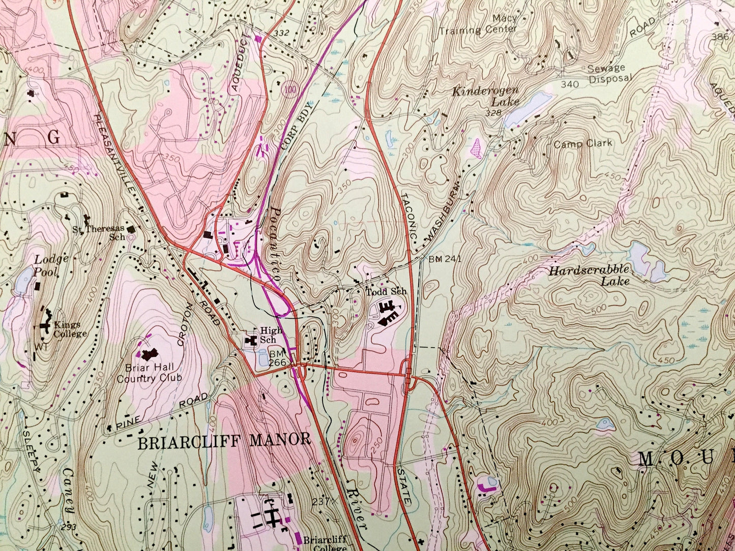 Antique Ossining, New York 1967 US Geological Survey Topographic Map – Westchester County, Cortlandt, Yorktown, New Castle, Ossining, NY