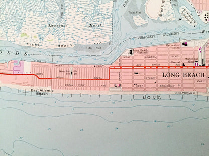 Antique Lawrence, New York 1966 US Geological Survey Topographic Map – Queens, Nassau County, Hempstead, Long Beach, Cedarhurst, Inwood, NY