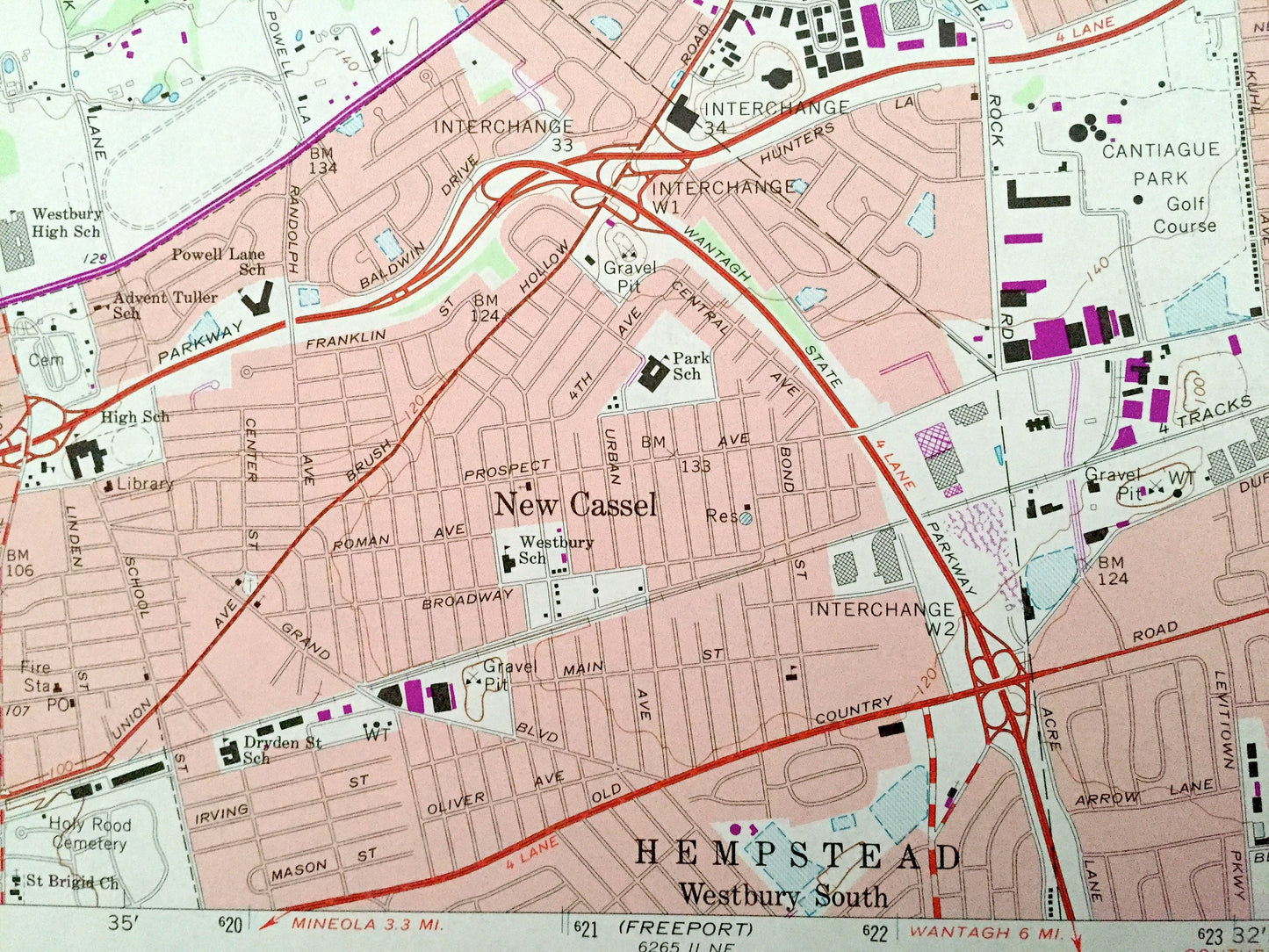 Antique Hicksville, New York 1967 US Geological Survey Topographic Map – Nassau County, Glen Cove, Oyster Bay, North Hempstead, Jericho, NY