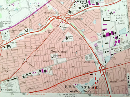 Antique Hicksville, New York 1967 US Geological Survey Topographic Map – Nassau County, Glen Cove, Oyster Bay, North Hempstead, Jericho, NY