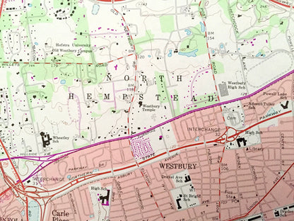Antique Hicksville, New York 1967 US Geological Survey Topographic Map – Nassau County, Glen Cove, Oyster Bay, North Hempstead, Jericho, NY