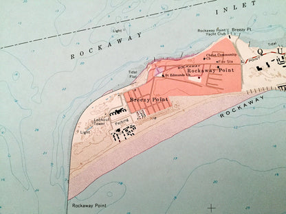 Antique Coney Island, New York 1966 US Geological Survey Topographic Map – Kings, Queens County, Brooklyn, Flatlands NY, Monmouth County, NJ