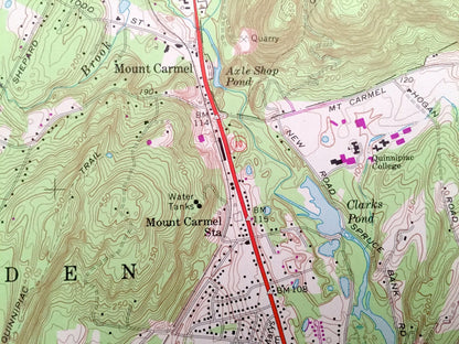 Antique Mount Carmel, Connecticut 1967 US Geological Survey Topographic Map – New Haven County, Prospect, Hamden, Bethany, Woodbridge, CT