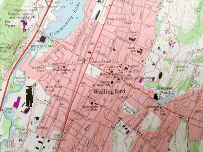 Antique Wallingford, Connecticut 1967 US Geological Survey Topographic Map – New Haven County, Yalesville, Cheshire, Meriden, North Haven CT