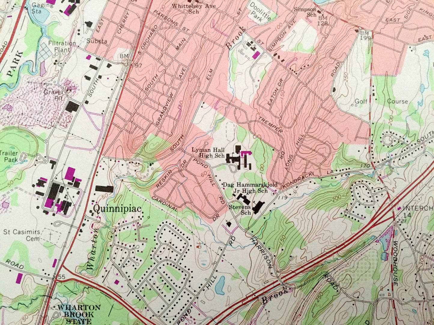 Antique Wallingford, Connecticut 1967 US Geological Survey Topographic Map – New Haven County, Yalesville, Cheshire, Meriden, North Haven CT