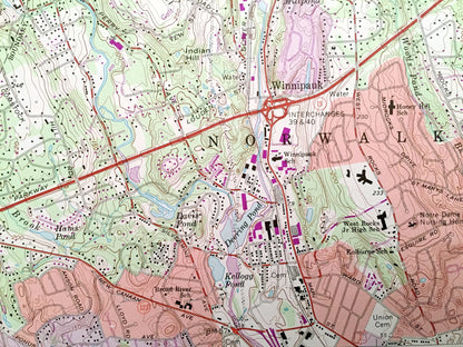 Antique Norwalk North, Connecticut 1960 US Geological Survey Topographic Map – Fairfield County, New Canaan CT, Westchester County, NY