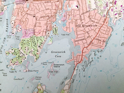 Antique Stamford, Connecticut 1960 US Geological Survey Topographic Map – Fairfield County, Greenwich, New Canaan, Riverbank, Darien, CT