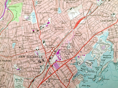 Antique Mount Vernon, New York 1966 US Geological Survey Topographic Map – Bronx, Westchester County, Yonkers, White Plains, Larchmont Mt NY