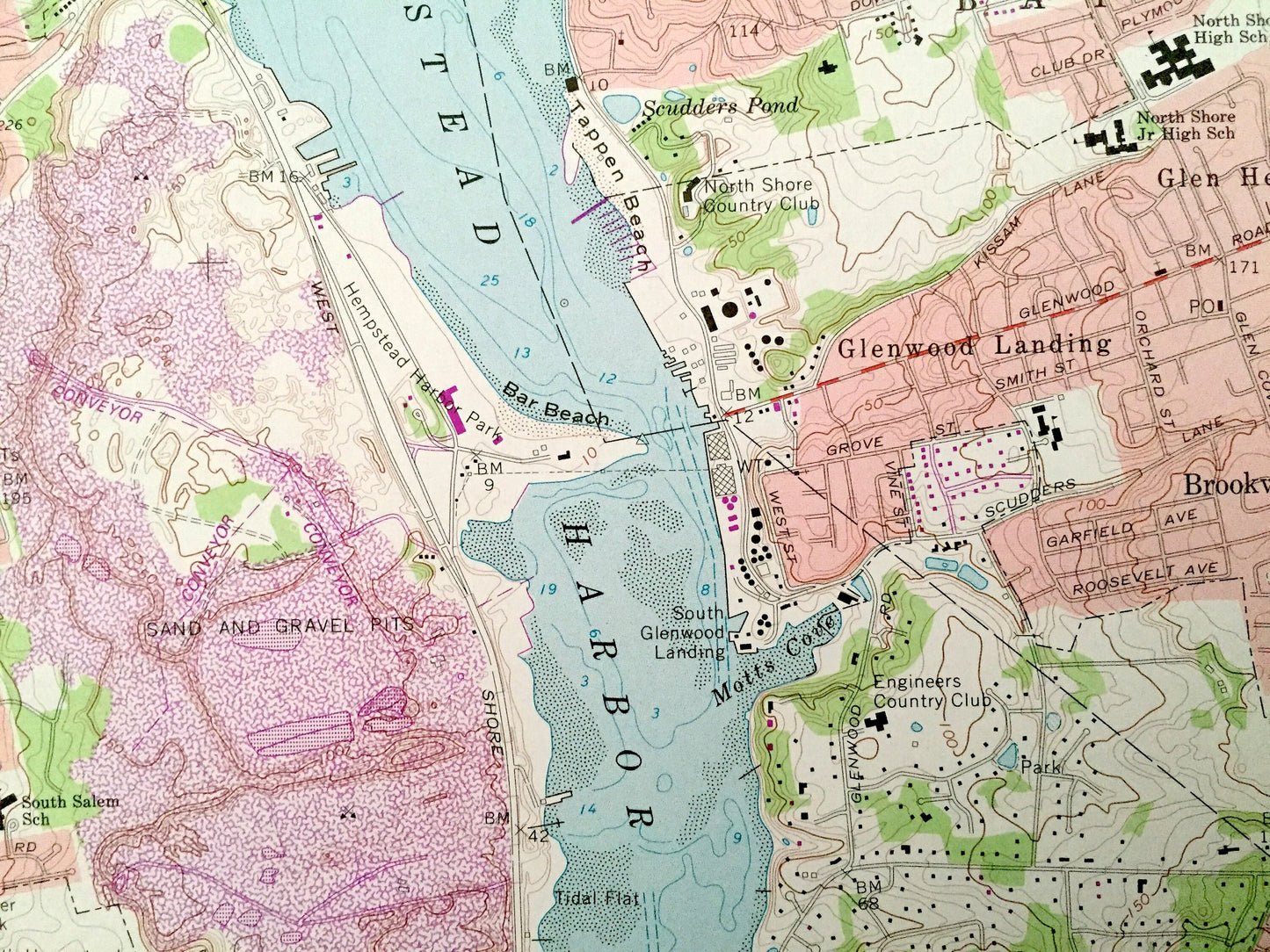 Antique Sea Cliff, New York 1968 US Geological Survey Topographic Map – Queens, Nassau County, Oyster Bay, Glen Cove, North Hempstead, NY
