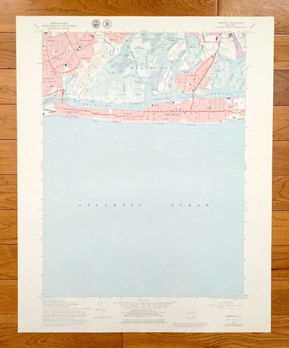 Antique Lawrence, New York 1966 US Geological Survey Topographic Map – Queens, Nassau County, Hempstead, Long Beach, Cedarhurst, Inwood, NY