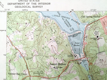 Antique Huntington, New York 1967 US Geological Survey Topographic Map – Suffolk, Nassau County, Oyster Bay, Laurel Hollow, Hicksville, NY