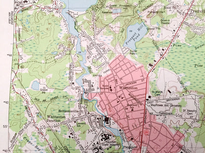 Antique Taunton, Massachusetts 1978 US Geological Survey Topographic Map – Plymouth, Bristol County, Norton, Easton, Bridgewater, Raynham MA