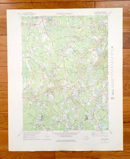 Antique Plympton, Massachusetts 1977 US Geological Survey Topographic Map – Plymouth County, Halifax, Kingston, Middleborough, Carver, MA