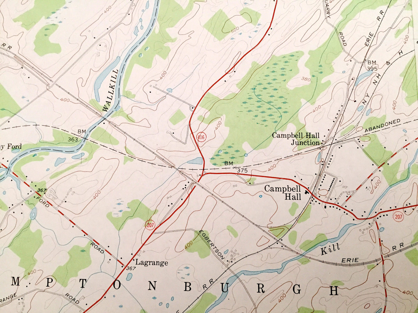 Antique Goshen, New York 1957 US Geological Survey Topographic Map – Orange County, Wallkill, Montgomery, Hamptonburgh, Blooming Grove, NY