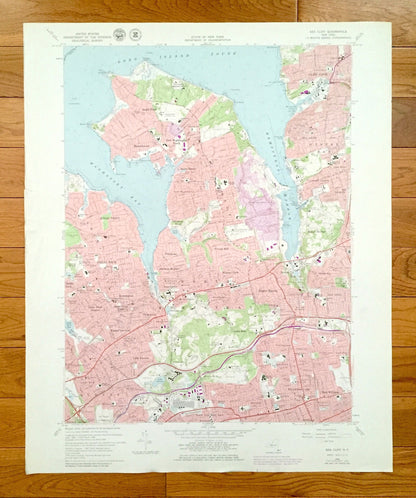 Antique Sea Cliff, New York 1968 US Geological Survey Topographic Map – Queens, Nassau County, Oyster Bay, Glen Cove, North Hempstead, NY