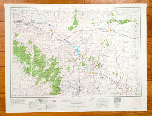 Antique Torrington, Wyoming 1954 US Geological Survey Topographic Map – Guernsey, Wheatland, Douglas, Glenrock Manville Lusk Lost Springs WY