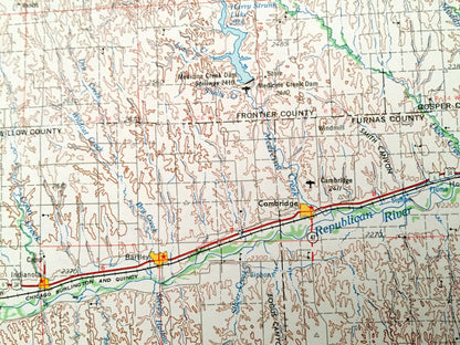 Antique McCook, Nebraska 1954 US Geological Survey Topographic Map – Cambridge, Bartley, Indianola, Culbertson Trenton Benkelman Stratton NE