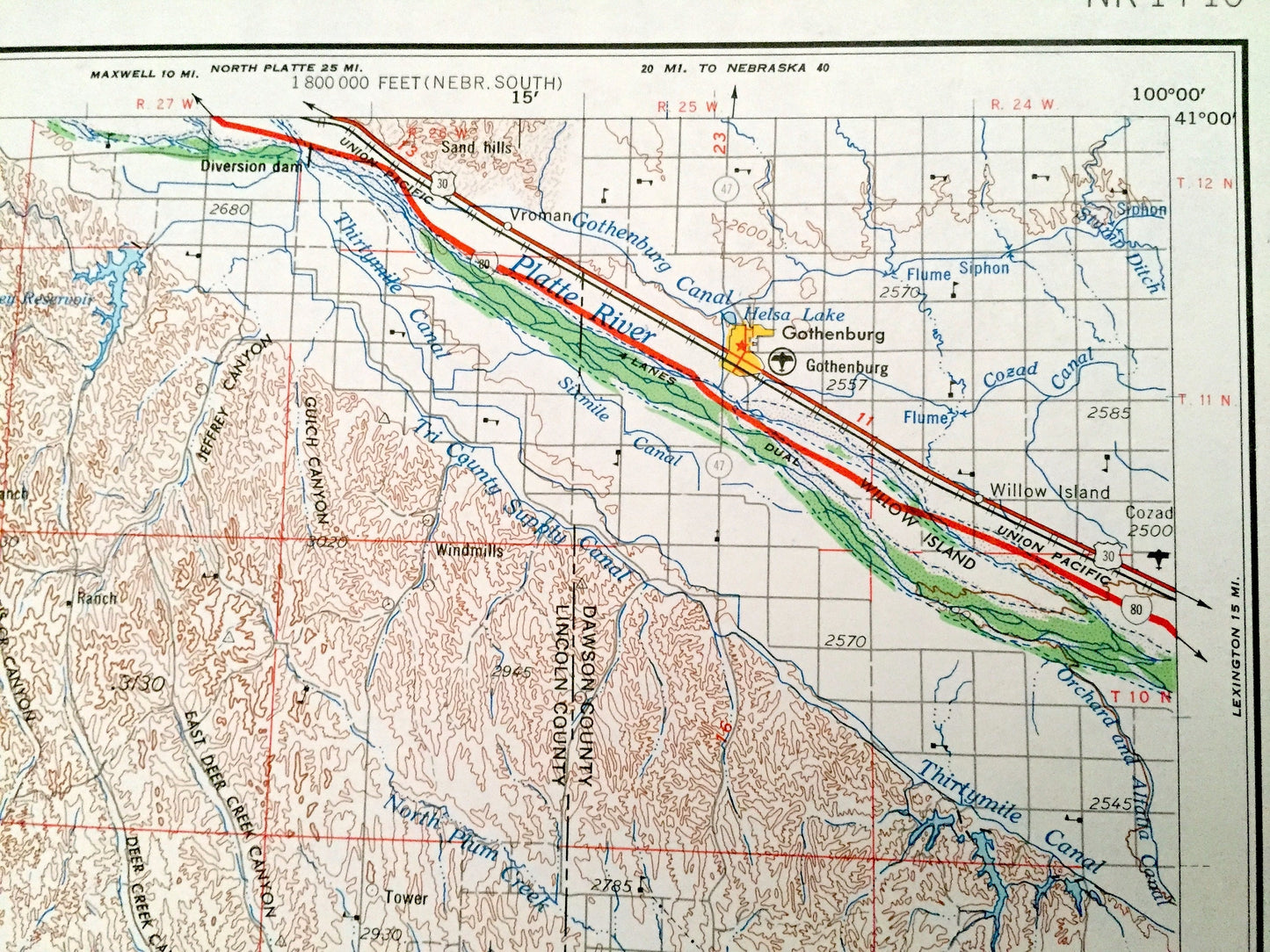 Antique McCook, Nebraska 1954 US Geological Survey Topographic Map – Cambridge, Bartley, Indianola, Culbertson Trenton Benkelman Stratton NE