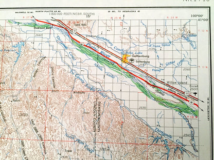 Antique McCook, Nebraska 1954 US Geological Survey Topographic Map – Cambridge, Bartley, Indianola, Culbertson Trenton Benkelman Stratton NE
