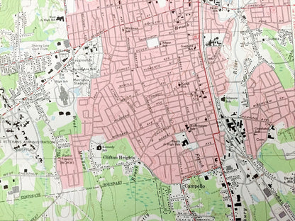 Antique Brockton, Massachusetts 1975 US Geological Survey Topographic Map – Plymouth, Bristol, Norfolk County, Stoughton, Easton, Avon, MA
