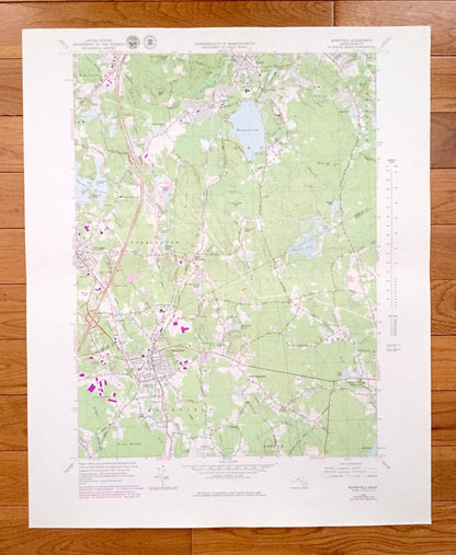 Antique Mansfield, Massachusetts 1964 US Geological Survey Topographic Map – Norfolk, Bristol County, Foxborough, Stoughton, Walpole, MA