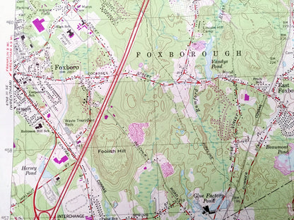 Antique Mansfield, Massachusetts 1964 US Geological Survey Topographic Map – Norfolk, Bristol County, Foxborough, Stoughton, Walpole, MA