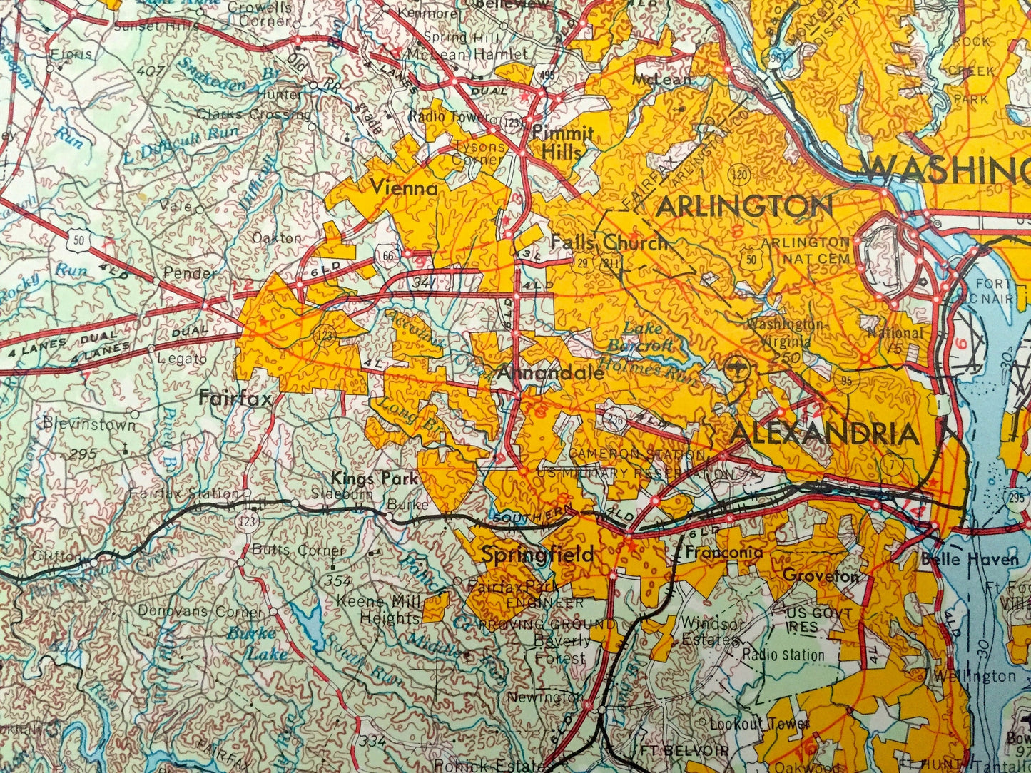 Antique Washington, DC 1957 US Geological Survey Topographic Map – Annapolis, Maryland, Alexandria, Falls Church, Arlington Chesapeake MD va