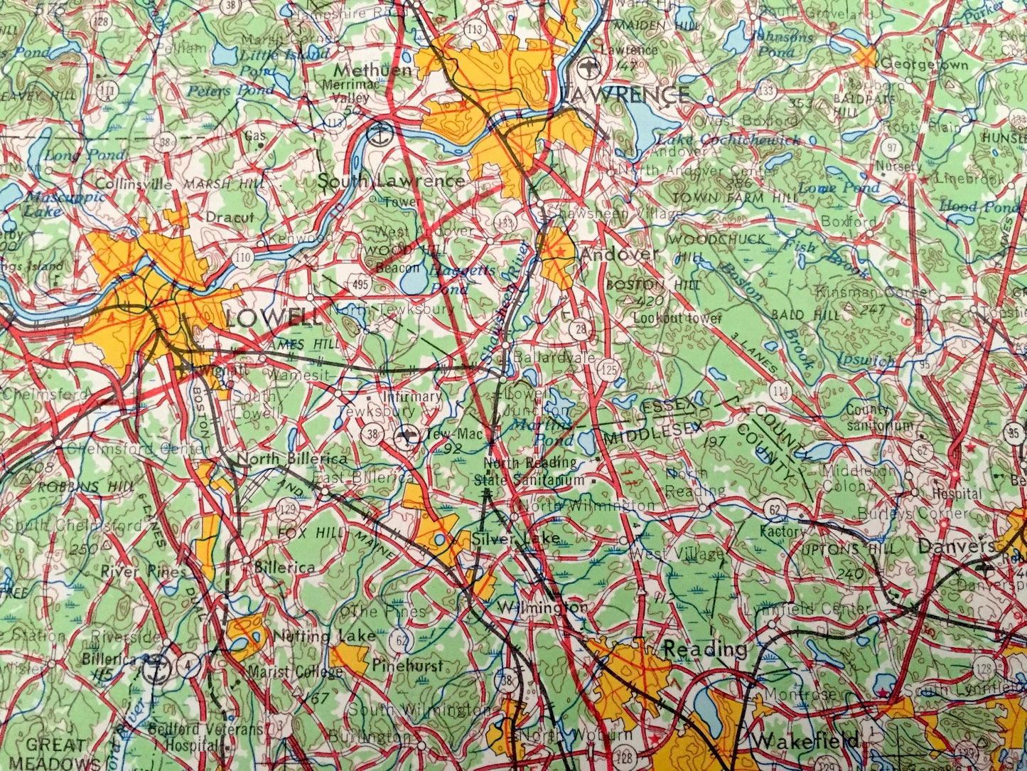 Antique Boston, Massachusetts 1956 US Geological Survey Topographic Map – Cambridge, Newton, Cape Cod, Brookline, Quincy, Revere, Salem, MA
