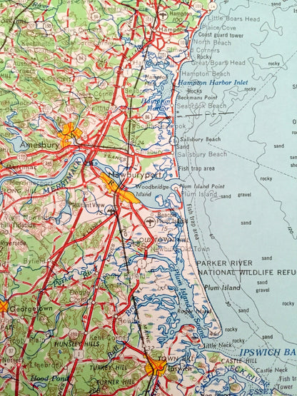 Antique Boston, Massachusetts 1956 US Geological Survey Topographic Map – Cambridge, Newton, Cape Cod, Brookline, Quincy, Revere, Salem, MA