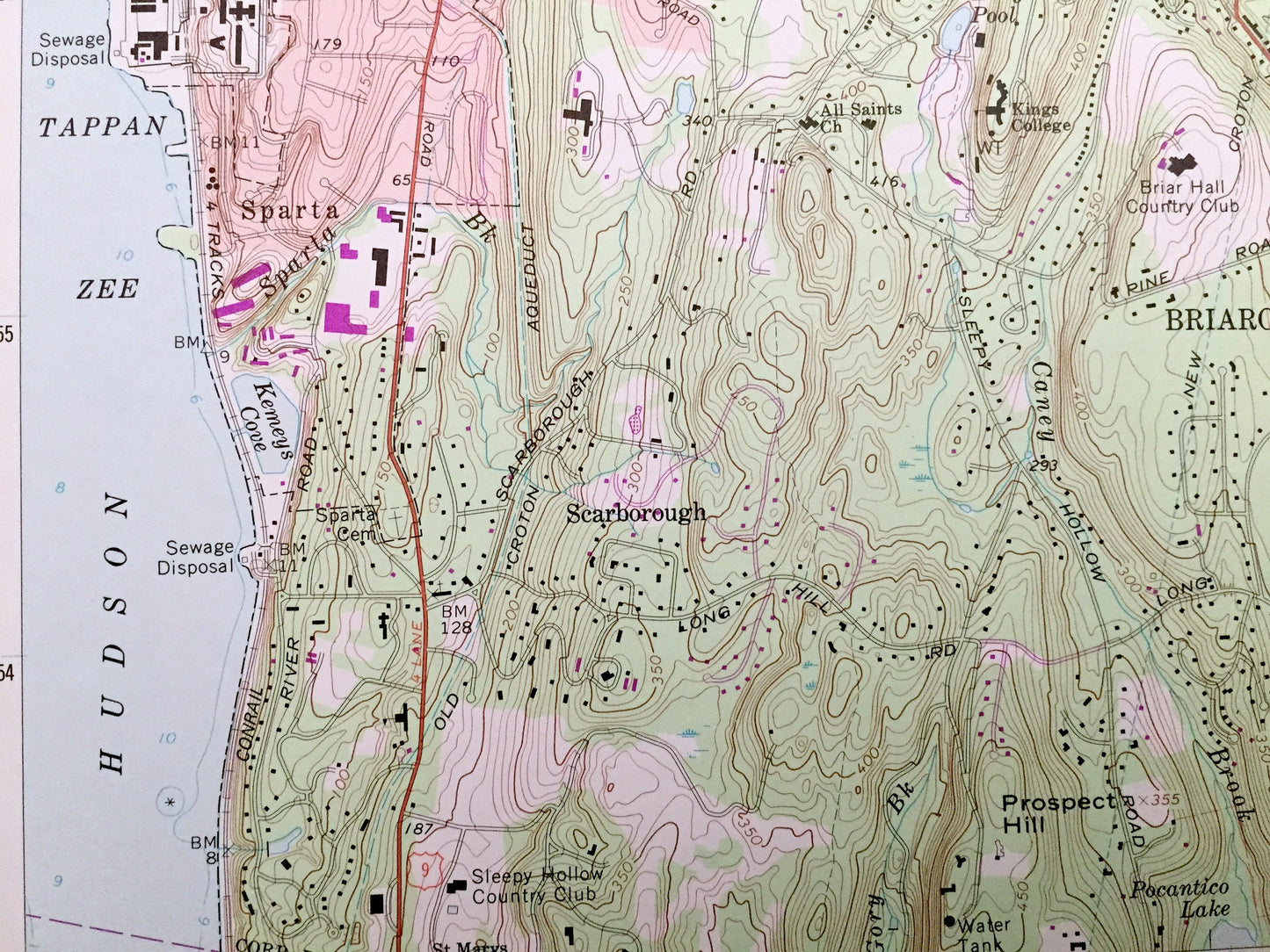 Antique Ossining, New York 1967 US Geological Survey Topographic Map – Westchester County, Cortlandt, Yorktown, New Castle, Ossining, NY