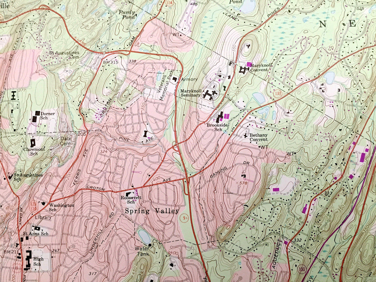 Antique Ossining, New York 1967 US Geological Survey Topographic Map – Westchester County, Cortlandt, Yorktown, New Castle, Ossining, NY