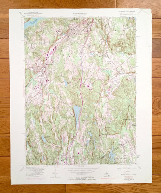 Antique Mount Kisco, New York 1955 US Geological Survey Topographic Map – Westchester County, New Castle NY, Fairfield County, Greenwich, CT