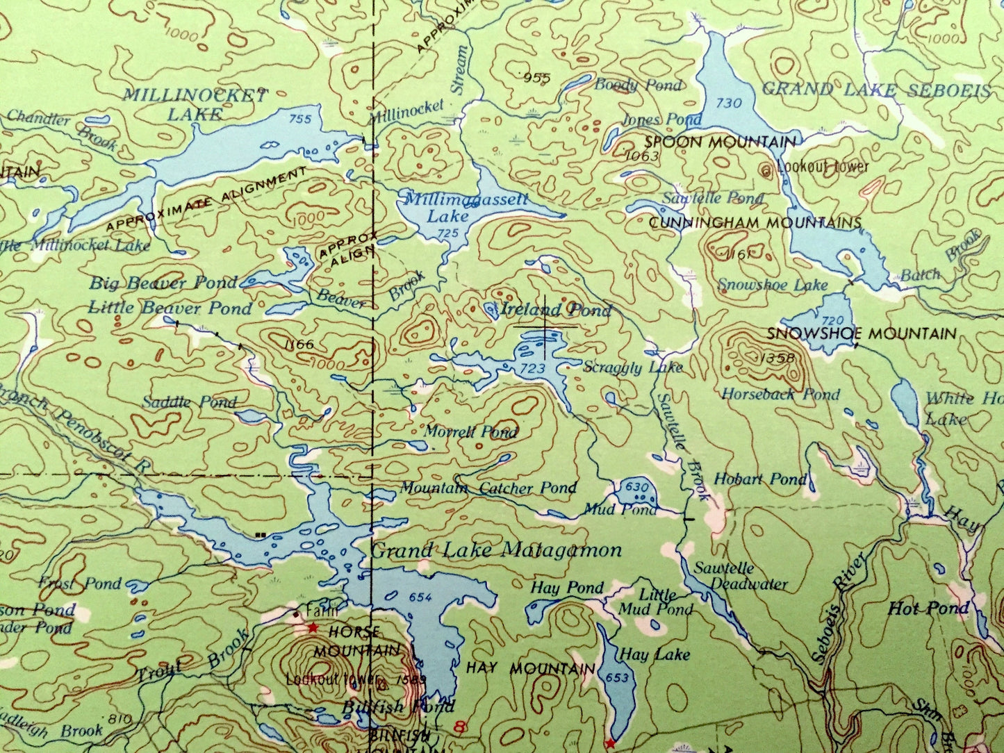 Antique Presque Isle, Maine 1954 US Geological Survey Topographic Map – Caribou, Washburn, Ashland, Oakfield, Mapleton, Island Falls, Quebec