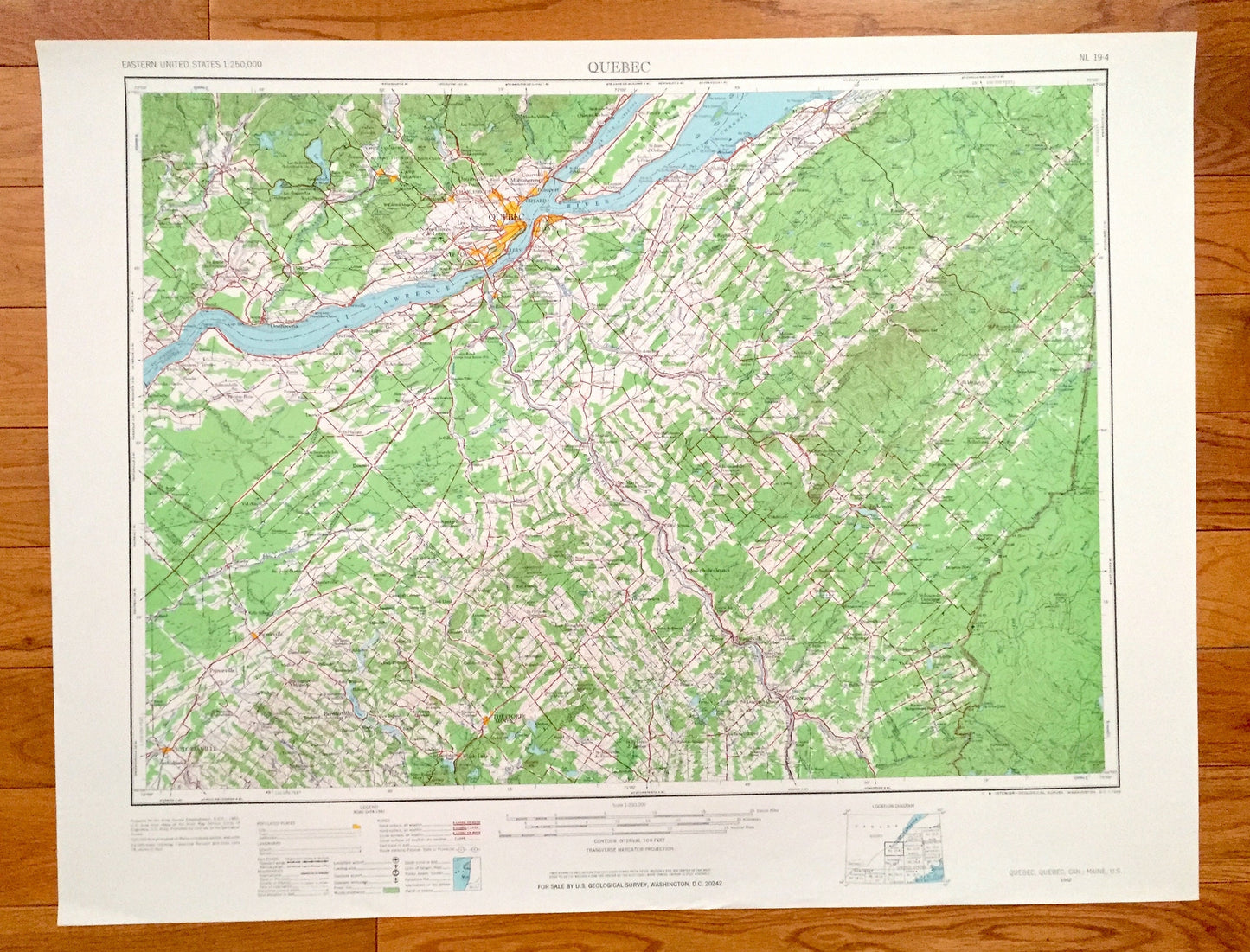 Antique Quebec, Canada 1962 US Geological Survey Topographic Map – Charlesbough, Orsainville, Giffard, Beauport, Victoriaville, Loretteville