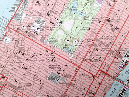Antique Central Park, New York 1966 US Geological Survey Topographic Map – Bronx County, Washington Heights, NY, Bergen, Hudson County, NJ