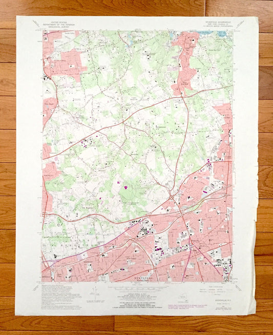 Antique Hicksville, New York 1967 US Geological Survey Topographic Map – Nassau County, Glen Cove, Oyster Bay, North Hempstead, Jericho, NY