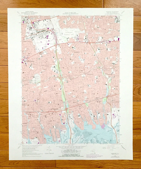 Antique Freeport, New York 1969 US Geological Survey Topographic Map – Nassau County, Garden City, Hicksville, Hempstead, Oceanside, NY
