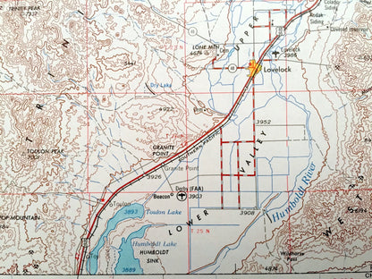 Antique Lovelock, Nevada 1955 US Geological Survey Topographic Map – Pyramid Lake, Buena Vista Valley, Toulon, Woolsey, Humboldt Range, NV