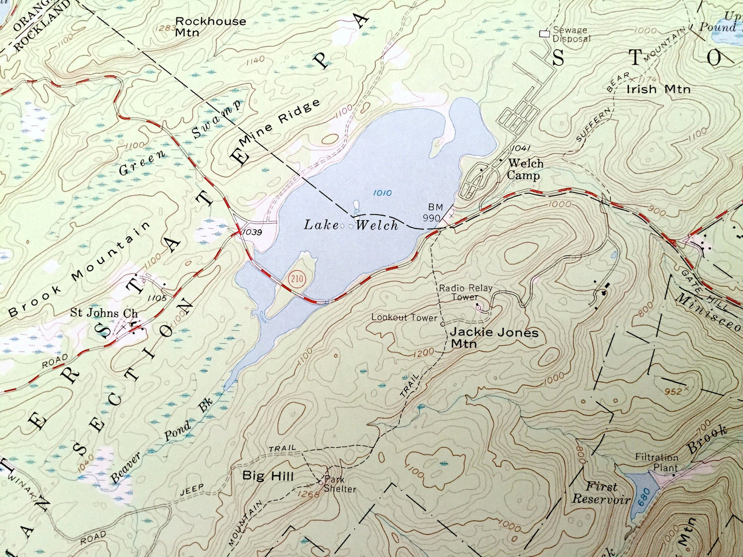 Antique Thiells, New York 1955 US Geological Survey Topographic Map – Orange, Rockland County, Tuxedo, Stony Point, Haverstraw, Ramapo, NY