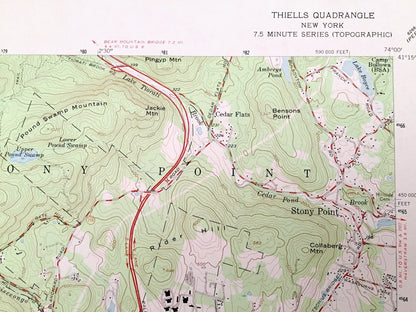 Antique Thiells, New York 1955 US Geological Survey Topographic Map – Orange, Rockland County, Tuxedo, Stony Point, Haverstraw, Ramapo, NY
