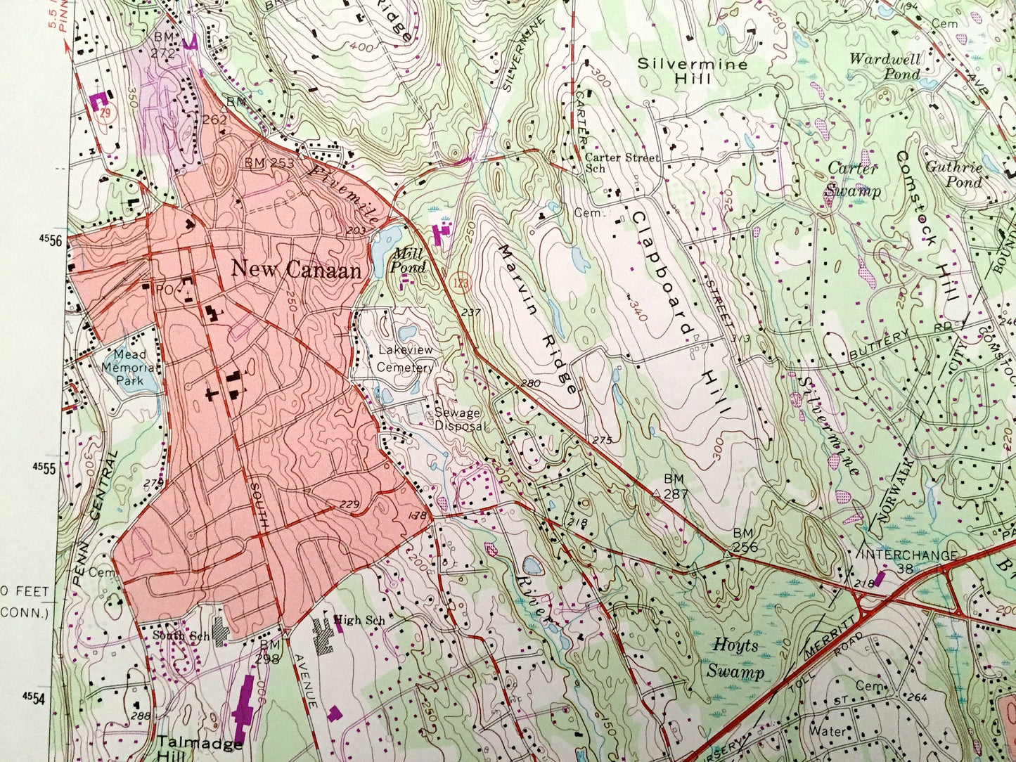Antique Norwalk North, Connecticut 1960 US Geological Survey Topographic Map – Fairfield County, New Canaan CT, Westchester County, NY