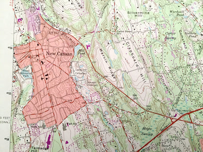 Antique Norwalk North, Connecticut 1960 US Geological Survey Topographic Map – Fairfield County, New Canaan CT, Westchester County, NY