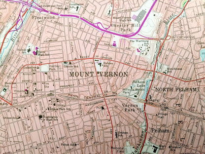 Antique Mount Vernon, New York 1966 US Geological Survey Topographic Map – Bronx, Westchester County, Yonkers, White Plains, Larchmont Mt NY
