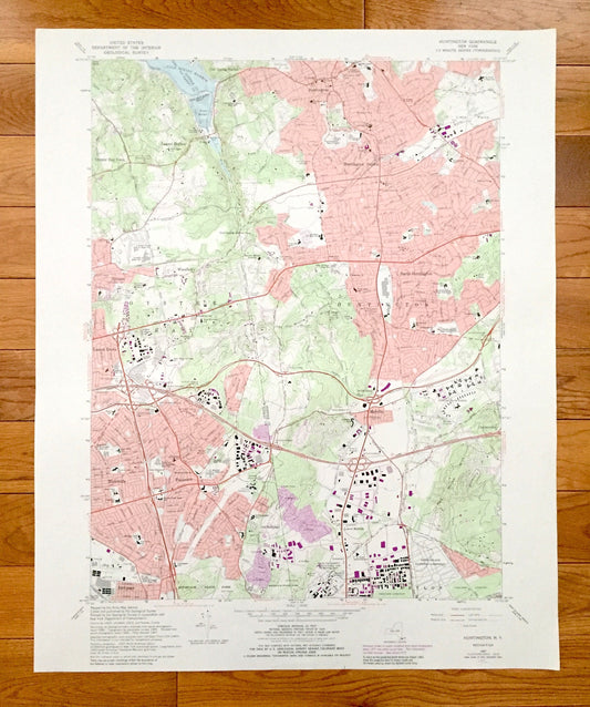 Antique Huntington, New York 1967 US Geological Survey Topographic Map – Suffolk, Nassau County, Oyster Bay, Laurel Hollow, Hicksville, NY