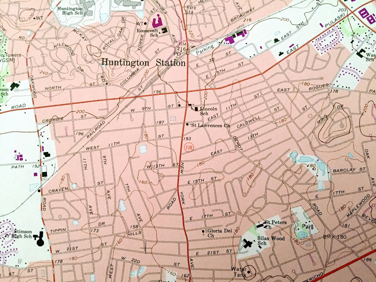 Antique Huntington, New York 1967 US Geological Survey Topographic Map – Suffolk, Nassau County, Oyster Bay, Laurel Hollow, Hicksville, NY