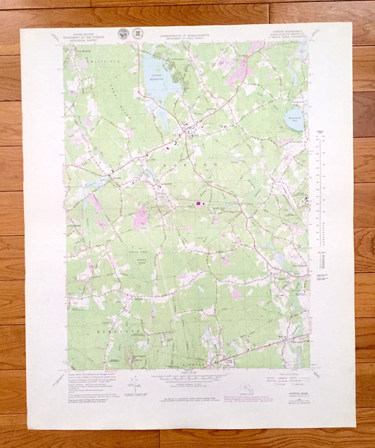 Antique Norton, Massachusetts 1964 US Geological Survey Topographic Map – Bristol County, Mansfield, Easton, Attleboro, Rehoboth, Taunton MA