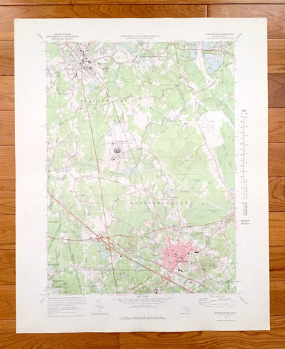 Antique Bridgewater, Massachusetts 1977 US Geological Survey Topographic Map – Plymouth, Bristol County, Halifax, Middleborough, Taunton, MA