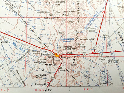 Antique Tonopah, Nevada 1962 US Geological Survey Topographic Map – Mineral, Esmeralda, Nye County, Toiyabe National Forest Desert Valley NV