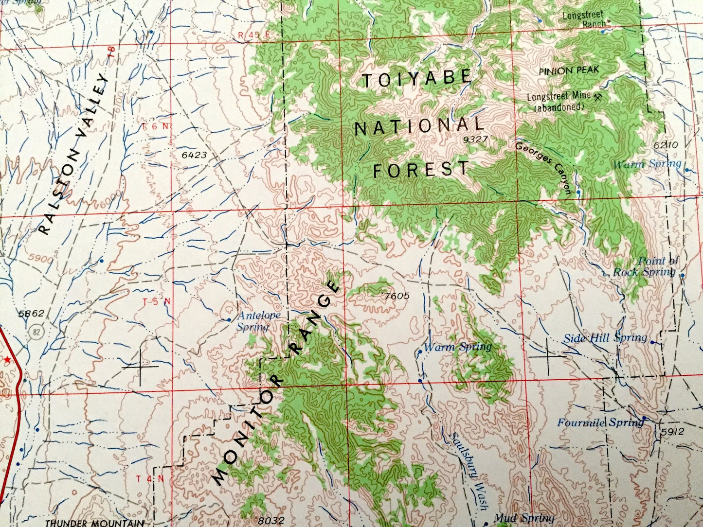 Antique Tonopah, Nevada 1962 US Geological Survey Topographic Map – Mineral, Esmeralda, Nye County, Toiyabe National Forest Desert Valley NV